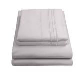 Sweet Home Collection Luxe beddengoedset met plat, hoeslaken, 2 kussenslopen, microvezel, zilver, koningin