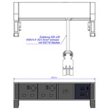 Bachmann DESK2 2xUK 1xUSB A/C 22W, 0,2m GST18 INOX