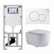 QeramiQ Dely Swirl Toiletset - 36.5x53cm - Geberit UP320 inbouwreservoir - met Burda frame - slim zitting - witte sigma bedieningsplaat - ronde knoppen - glans wit
