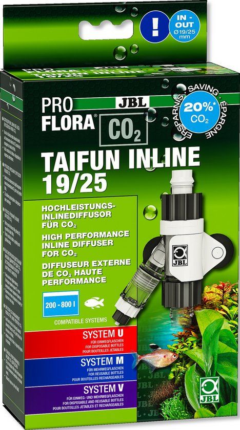 JBL PROFLORA CO2 TAIFUN INLINE 19/25 CO2-diffuser, met bellenteller en terugloopbeveiliging, voor aquaria van 200-800 l