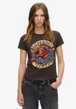 Superdry Tattoo Rhinestone T-shirt Dames Carbon Black