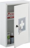 Merkloos Relaxdays medicijnkastje met kruis, slot, 32 x 21,5 x 8 cm, 2 vakken, wit-grijs