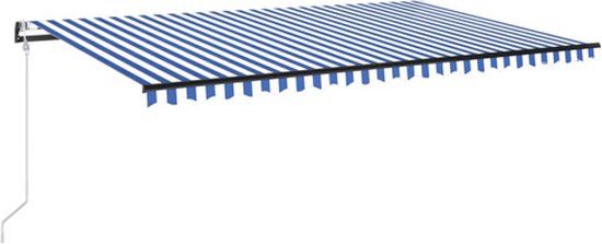 vidaXL Luifel automatisch uittrekbaar 500x350 cm blauw en wit