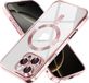 Techsuit Hoesje geschikt voor Apple iPhone 16 Pro Max - Luxury Crystal Back Cover - Geschikt voor MagSafe - Transparant/Roze