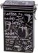 Merkloos Koffieblik/bewaarblik - zwart - cafe print - 19 cm - rechthoekig