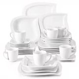 Elite assiettes – Service de table – 6 personnes – 30 pièces – Céramique blanche