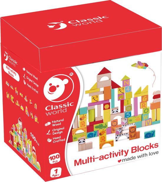 Classic World - Play & Learn Classic World Houten Blokken - 100 stuks