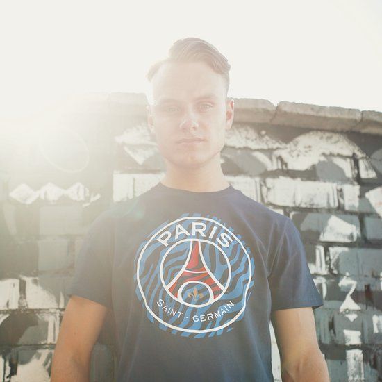 Official Fanwear Paris Saint-Germain PSG big logo T-Shirt Heren Blauw Maat S