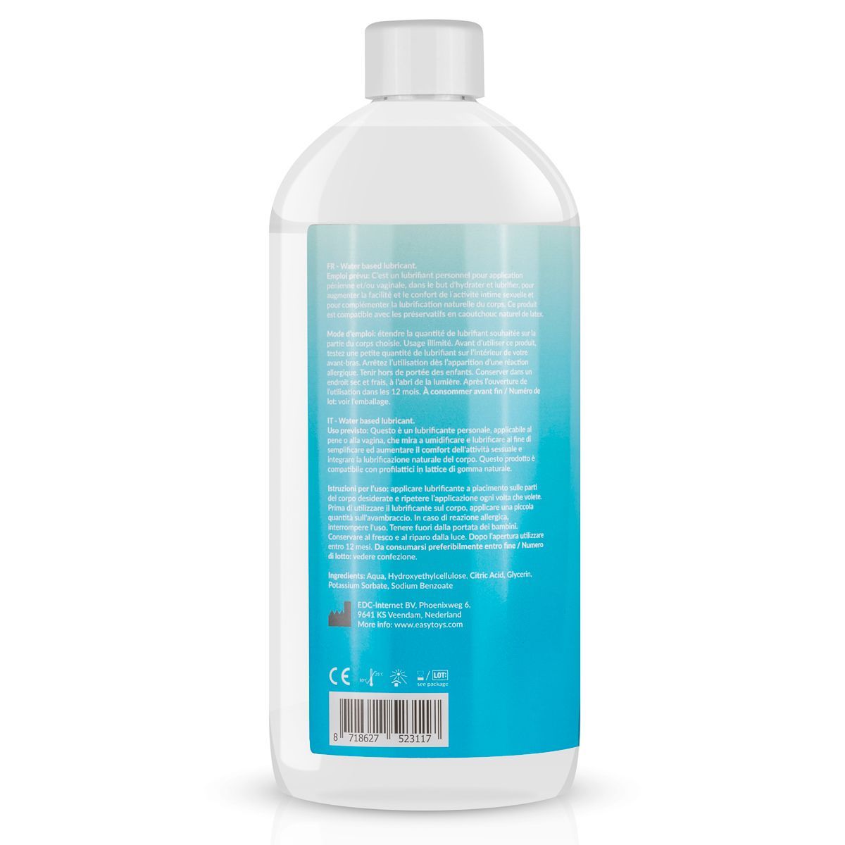 EasyToys EasyGlide Water-Based Lubricant - 1000ml - Whole Body Use