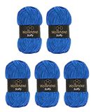 Wollbiene Softy Chenillewol om te haken, 5 x 100 gram, breiwol, 500 gram chenillewol, super volumineus haakgaren (cerulean blauw 38)
