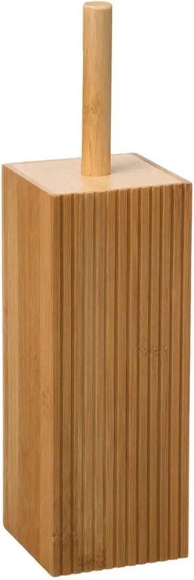 5five WC-/toiletborstel met houder rechthoekig bamboe 37 cm - Bruin
