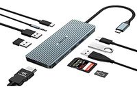 Docking Station 10 en 1 USB C-adapter (4K HDMI, 2 USB 3.0, 2 USB 2.0, USB C, PD 100W, Audio, Lector de Tarjetas SD/TF) compatibel met MacBook Pro/Air, Surface Pro/Go en type C apparaten