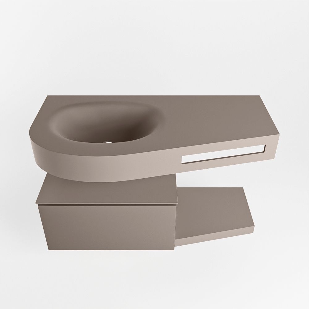 Mondiaz Riva Dulcet badkamermeubel links 100 smoke - 100x50x53cm