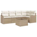 vidaXL Tuinbank Set Beige Poly Rattan