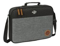 BLACKFIT8 Old School - Tas voor school, recyclebare stof, aktetas, schoudertas, comfortabel en veelzijdig, kwaliteit en duurzaamheid, 38 x 6 x 28 cm, Zwart/Grijs, M, Casual