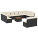 VidaXL 13-delige Loungeset met kussens, poly rattan, zwart