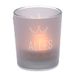 Dekohelden24 Windlicht glas met motief op een transparante banderole, incl. 1 theelichtje, H/Ø: 6,5 x 6 cm, motief: Alle liefde.