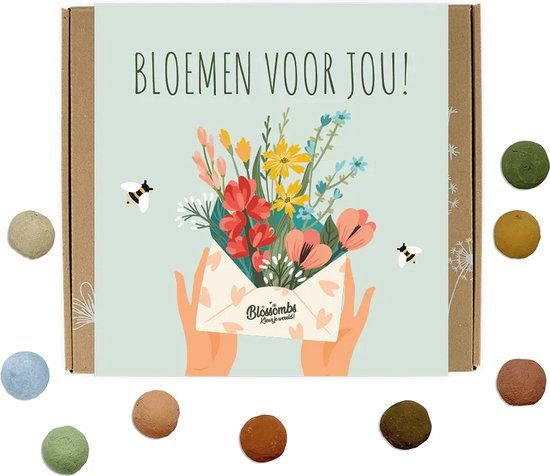 Blossombs Bloembommetjes Giftbox Medium - 9 Zaadbommetjes - Bloemen voor jou - Bos Bloemen Cadeau