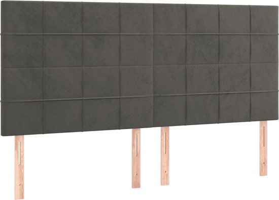 vidaXL Hoofdbord donkergrijs 180x5x118/128 cm fluweel