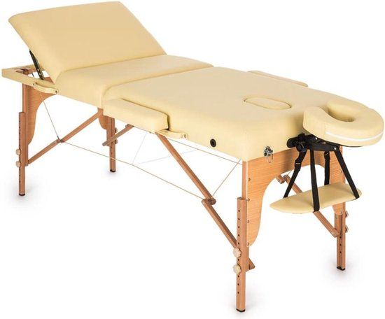 Klarfit MT 500 massagetafel 210cm - massagebank - 200 kg - beige - incl. draagtas