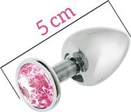 Mai Attraction - Mai No 72 RVS anaalplug met roze siersteen Small - Zilver