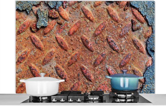 KitchenYeah Spatscherm keuken 120x80 cm - Roest print - Aluminium