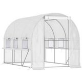 Pangivo Serre Tunnel De Jardin 2,95x2x2m En Acier Galvanisé Avec Fenêtres Et Protection Uv Blanc