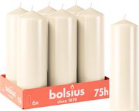 Bolsius Gladde Stompkaarsen - Ivoor - 6 stuks - 20cm - 75 branduren