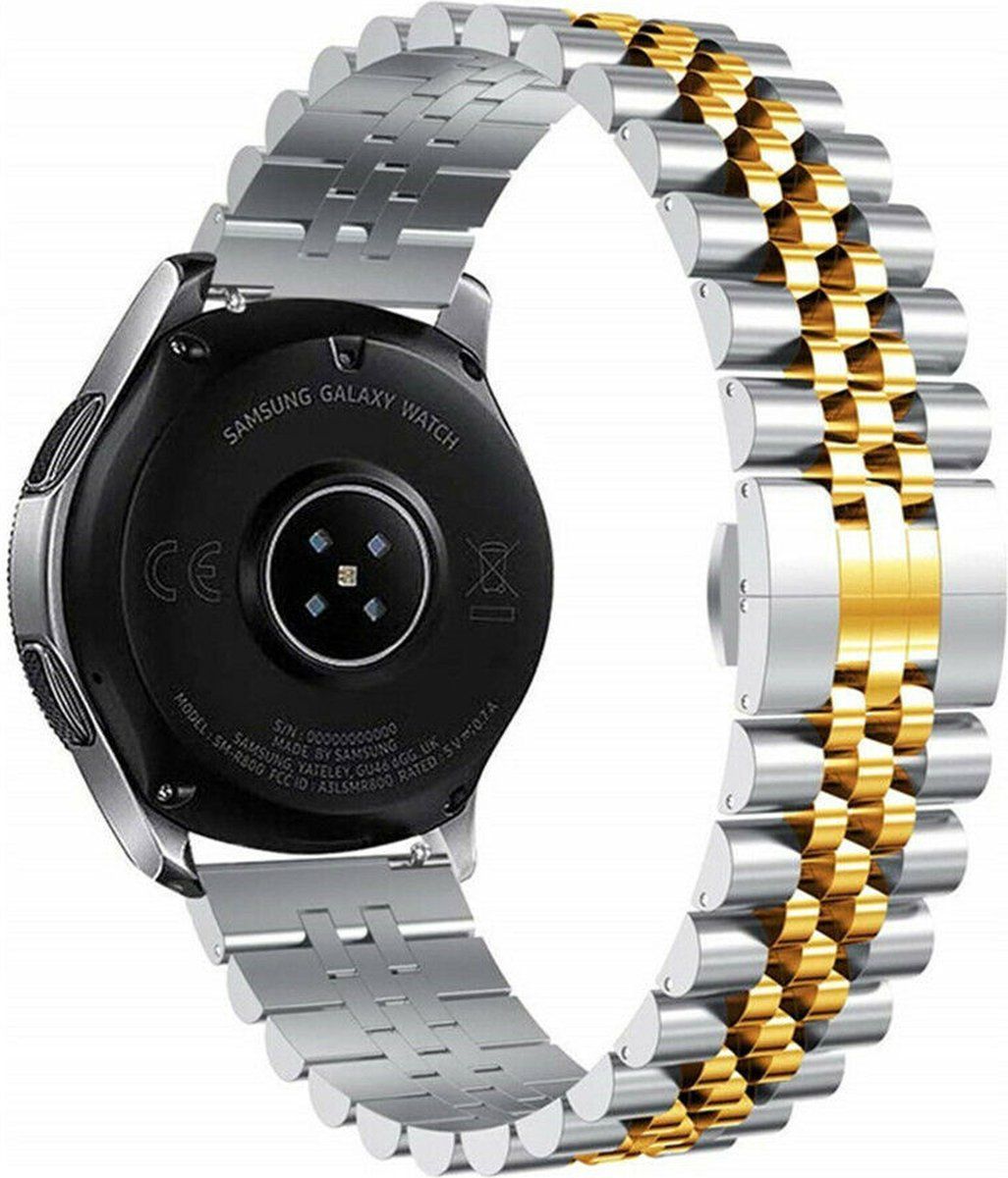 Strap-it Huawei Watch GT 3 Pro 43mm Jubilee stalen band - zilver/goud - Huawei GT 3 Pro 43mm - 20mm