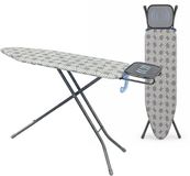 Merkloos Relaxdays Strijkplank - 122x38 cm - Hoogte Verstelbaar - Inklapbaar - Wit/Grijs/Lichtblauw