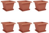 vidaXL Plantenpotten - 6 stuks - Baksteenrood - 43 x 43 x 33,5 cm - Kunststof