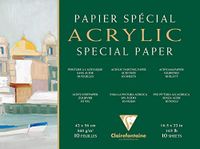 Clairefontaine 96497C - Een vierzijdig gelijmd blok Acryl tekenpapier 10 vellen - 30x40 cm 360g, Wit