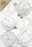 Inge-glas Inge Christmas Goodz luxe kerstballen - 6x - 8 cm - kunststof - zilver/wit