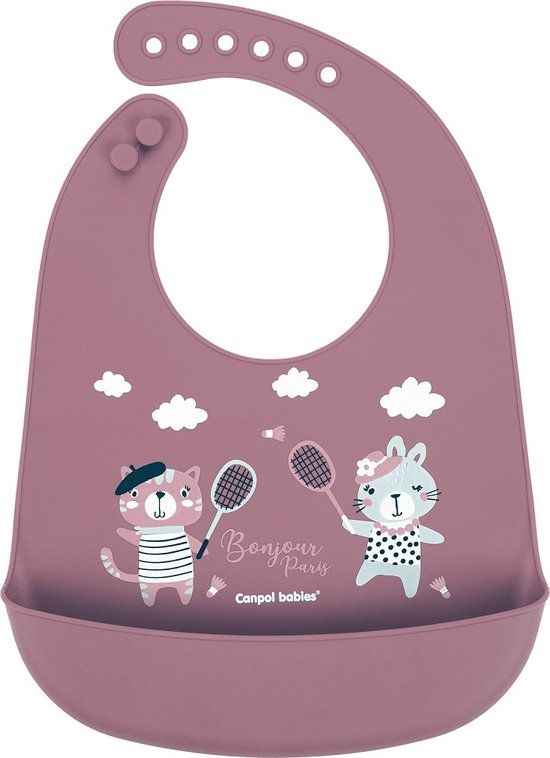 Canpol babies Bonjour Paris Siliconen slabbetje met zakje - Maroon