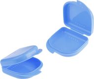 ’merkloos’ 2x Draagbare Gebitsbox - Blauw - Kunststof - 85x82x28mm - 190ml - Retainer Case - Gebitsbakje