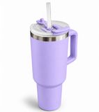 DR Home Division Gourde en Acier Inoxydable Gobelet Isotherme Double Paroi avec Paille & Poignée lilas