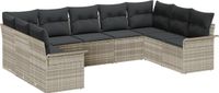 vidaXL Tuinbank Set 9-zits Lichtgrijs Polyrattan Hoek Loungeset