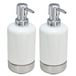Svenska Living Zeeppompje/dispenser - 2x - wit met zilver - keramiek - 300 ml - navulbaar - keuken/toilet/badkamer