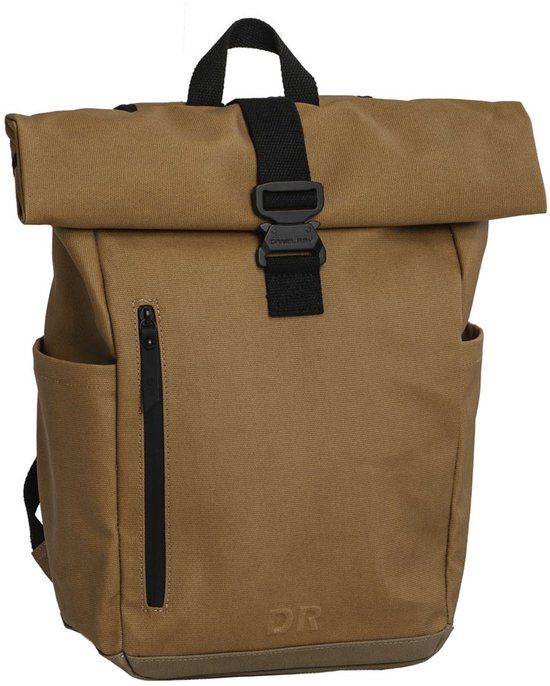 Daniel Ray Griffith Coated Canvas Rolltop Rugzak - Laptoprugzak 15,6 inch - Schoolrugzak 22 Liter - Spat Waterdicht - Khaki