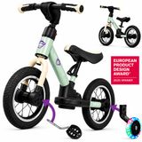 Kidcruiser Loopfiets 2+ jaar - Optioneel met LED Zijwieltjes & Trappers - 3-in-1 Kinderfiets - 12 inch – Lichtgroen – Modulair Design
