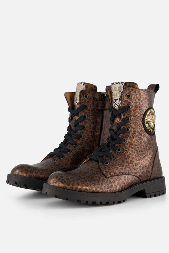 Develab Panterprint Veterboots bruin Leer - Maat 31 - Kinderschoenen