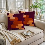Boraboi® Luxe Decoratieve Kussenhoezen set van 2, Zachte Suède Touch- 40x40 cm -(Pruim Kleur,Orange,Geel)