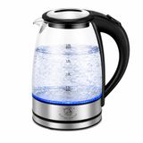 Royal Swiss Glazen Waterkoker 1.8L 1500W RVS 304 LED Verlichting 360° Draaibare Basis Automatische Uitschakeling Droogkookbeveiliging