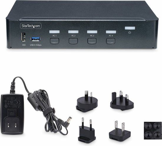 StarTech.com 4-Port DisplayPort KVM Switch - 4K 60Hz - 6x USB - TAA