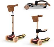 Kinderkraft RAKET UP 2-in-1 Loopfiets en Driewieler Step - Wielen met RGB LED's - Opvouwbaar in 2 seconden - Verstelbaar stuur - Beige