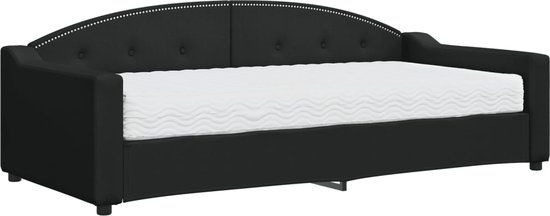vidaXL Slaapbank met matras 90x200 cm stof zwart