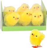 Koopman International Paas kuikens - 6x - geel - pluche - 4 cm - Pasen decoratie