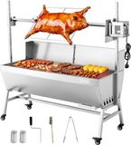 VEVOR Rotisserie Grill 38W Speenvarken Grill Lam Grill Houtskool Grill (1218 mm Grilllengte) met 60 Kg Draagvermogen & Wielen & 4-Voudige Hoogteverstelling & Beschermhoes, Elektrische Grillset Voor Kamperen