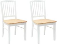 vidaXL Eetstoelen 2 stuks Massief Rubberhout Wit 50 x 52,5 x 91 cm