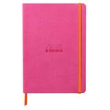 RHODIA 117445C - Soepel Notitieboek Fuchsia - A5 14,8 x 21 cm - Dot Stippen - 160 pagina's - Clairefontaine Ivoor Papier 90 g/m² - Leeslint, Elastieksluiting - Imitatieleer - Collectie Rhodiarama